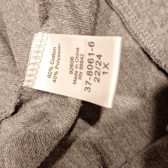 U  Roamans solid gray stretch long sleeve plus size sweatshirt 1X [22/24] - Picture 5 of 5